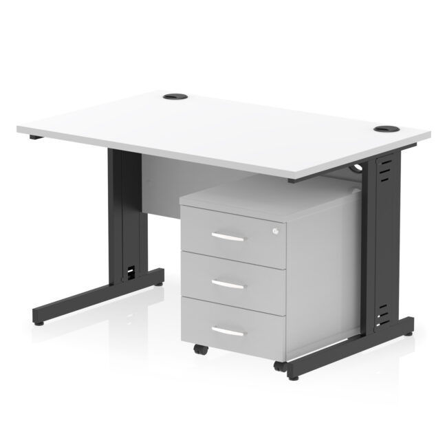 Impulse 1200mm Cable Managed Straight Desk With Mobile Pedestal - Image 37