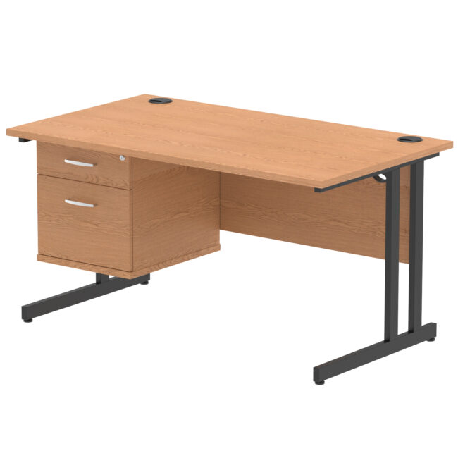 Impulse 1400mm Cantilever Straight Desk With Single Fixed Pedestal - Image 125