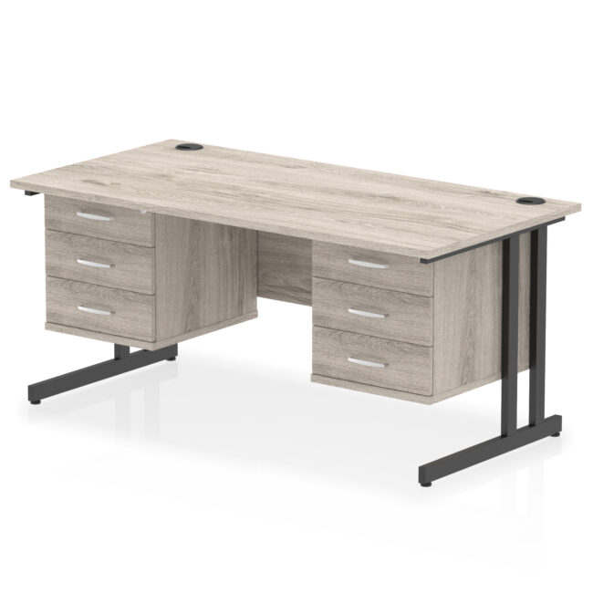 Impulse 1600mm Cantilever Straight Desk With Two Fixed Pedestal - Image 67