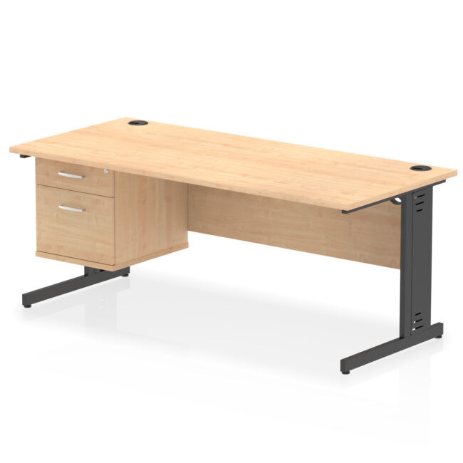 Impulse 1800mm Cable Managed Straight Desk With Single Fixed Pedestal - Image 49