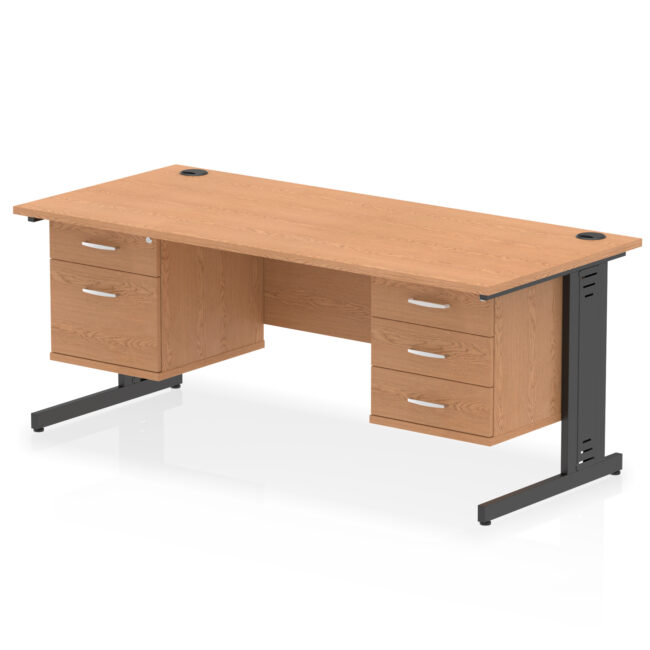 Impulse 1800mm Cable Managed Straight Desk With Two Fixed Pedestal - Image 61