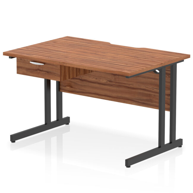 Impulse Scalloped Edge Cantilever Straight Desk With Single One Drawer Fixed Pedestal - Image 5