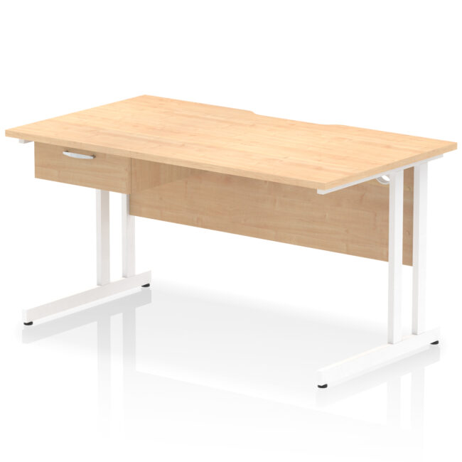 Impulse Scalloped Edge Cantilever Straight Desk With Single One Drawer Fixed Pedestal - Image 48