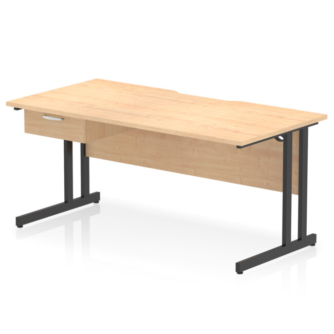 Impulse Scalloped Edge Cantilever Straight Desk With Single One Drawer Fixed Pedestal - Image 15