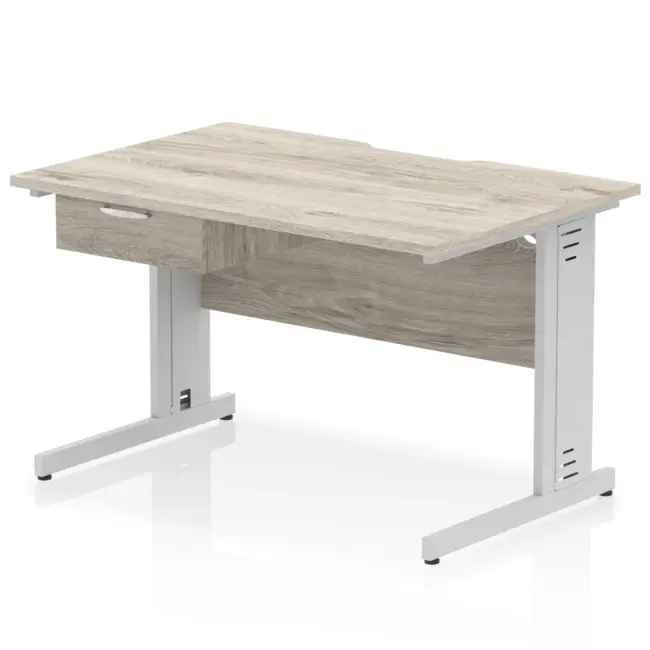 Impulse Scalloped Edge Cable Managed Straight Desk With Single One Drawer Fixed Pedestal - Image 20
