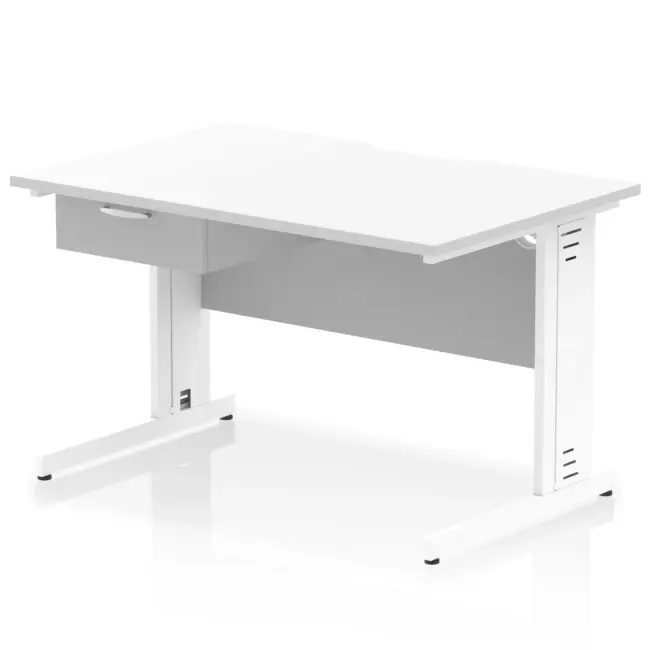 Impulse Scalloped Edge Cable Managed Straight Desk With Single One Drawer Fixed Pedestal - Image 45