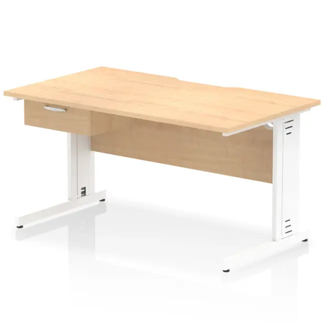 Impulse Scalloped Edge Cable Managed Straight Desk With Single One Drawer Fixed Pedestal - Image 48