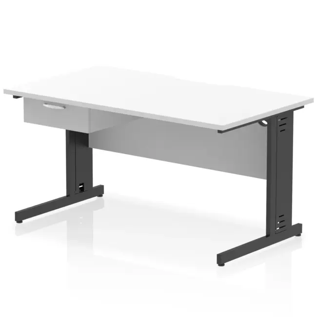 Impulse Scalloped Edge Cable Managed Straight Desk With Single One Drawer Fixed Pedestal - Image 12