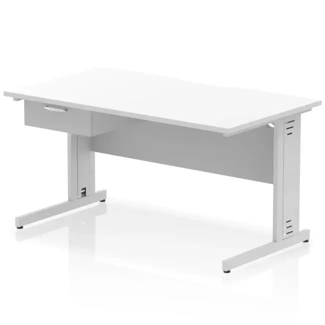 Impulse Scalloped Edge Cable Managed Straight Desk With Single One Drawer Fixed Pedestal - Image 30