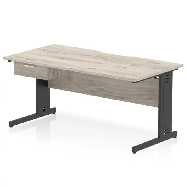 Impulse Scalloped Edge Cable Managed Straight Desk With Single One Drawer Fixed Pedestal - Image 14