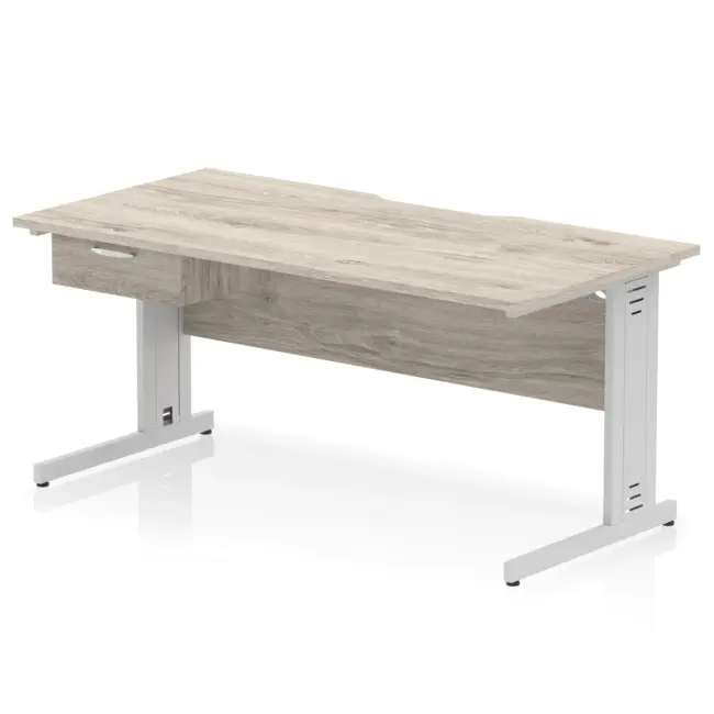 Impulse Scalloped Edge Cable Managed Straight Desk With Single One Drawer Fixed Pedestal - Image 32