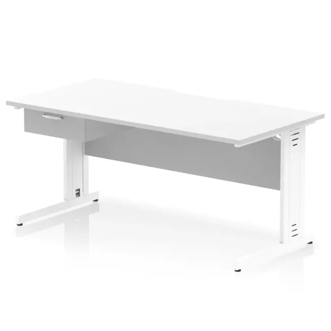 Impulse Scalloped Edge Cable Managed Straight Desk With Single One Drawer Fixed Pedestal - Image 57