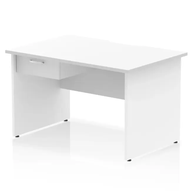 Impulse Scalloped Edge Panel End Straight Desk Frame With Single One Drawer Fixed Pedestal - Image 8