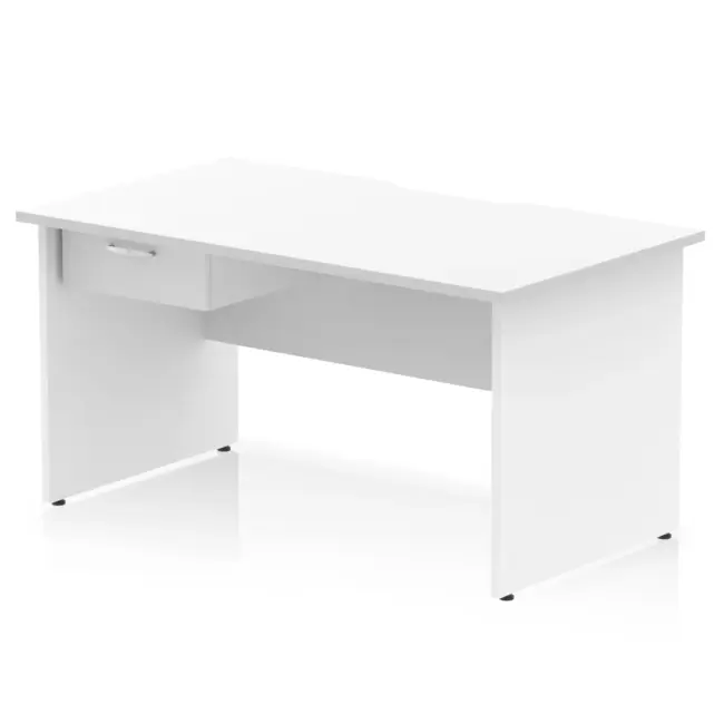 Impulse Scalloped Edge Panel End Straight Desk Frame With Single One Drawer Fixed Pedestal - Image 14