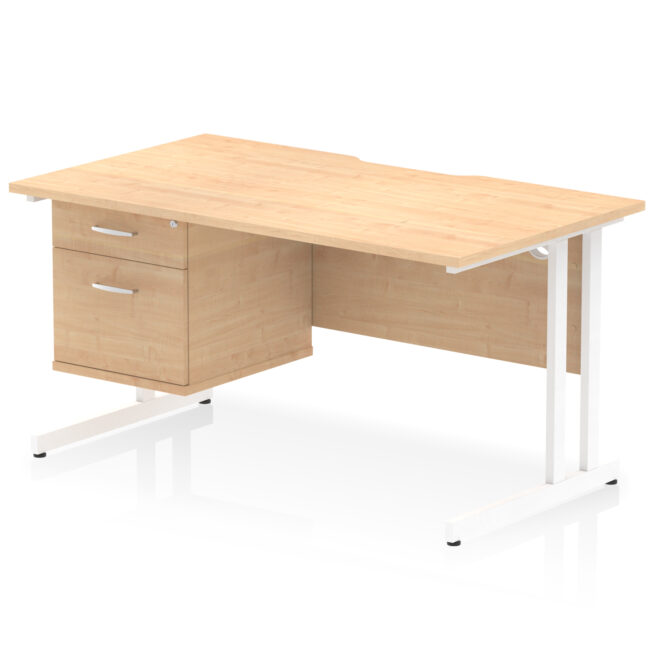 Impulse Scalloped Edge 1400mm Cantilever Straight Desk With Single Fixed Pedestal - Image 11