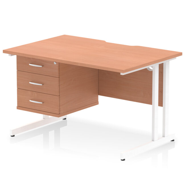 Impulse Scalloped Edge 1200mm Cantilever Straight Desk With Single Fixed Pedestal - Image 23