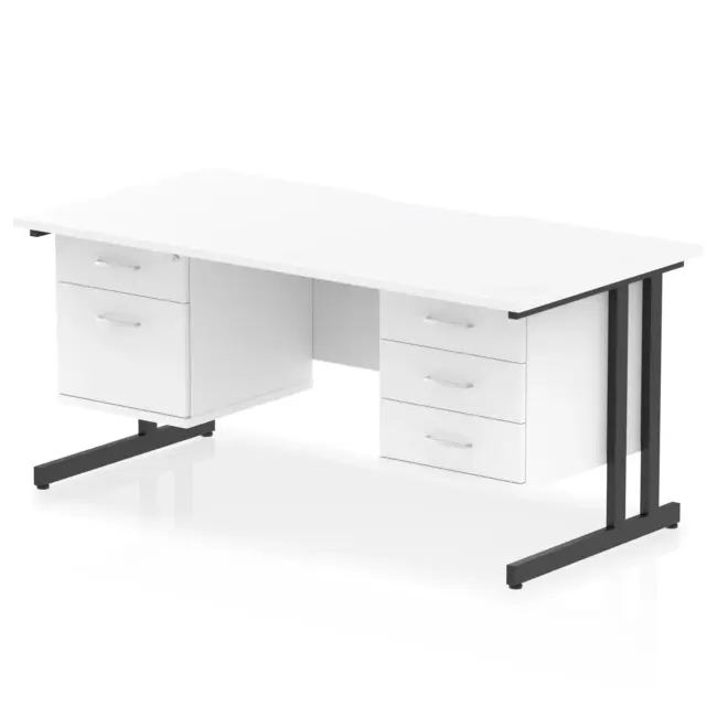 Impulse Scalloped Edge 1600mm Cantilever Straight Desk With Two Fixed Pedestal - Image 19