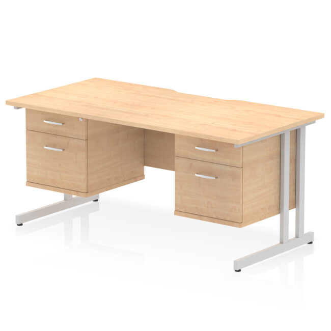 Impulse Scalloped Edge 1600mm Cantilever Straight Desk With Two Fixed Pedestal - Image 29