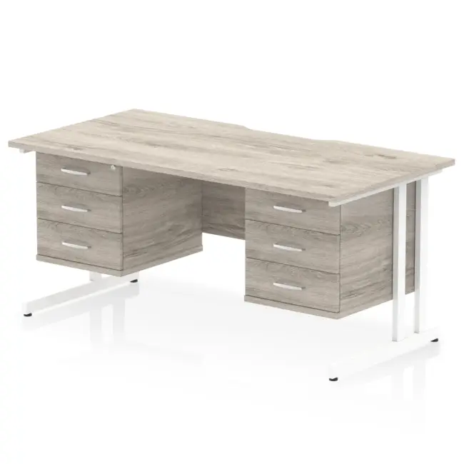 Impulse Scalloped Edge 1600mm Cantilever Straight Desk With Two Fixed Pedestal - Image 45
