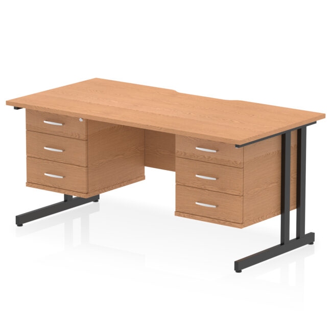 Impulse Scalloped Edge 1600mm Cantilever Straight Desk With Two Fixed Pedestal - Image 49