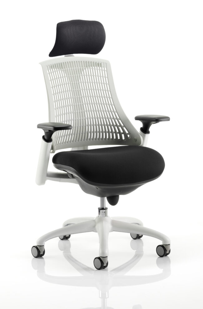 Flex Medium Back White Frame Task Operator Office Chair with Arms - Image 17