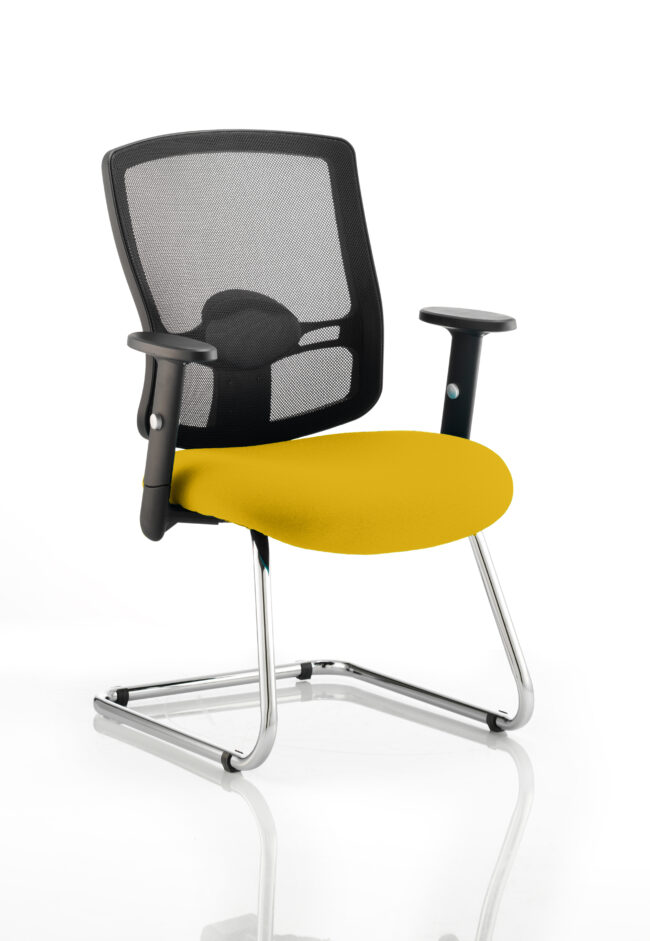 Portland Mesh Back Cantilever Visitor Chair with Arms - Image 13
