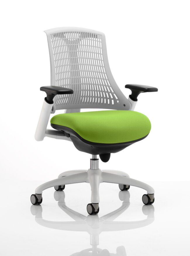 Flex Medium Back White Frame Task Operator Office Chair with Arms - Image 30