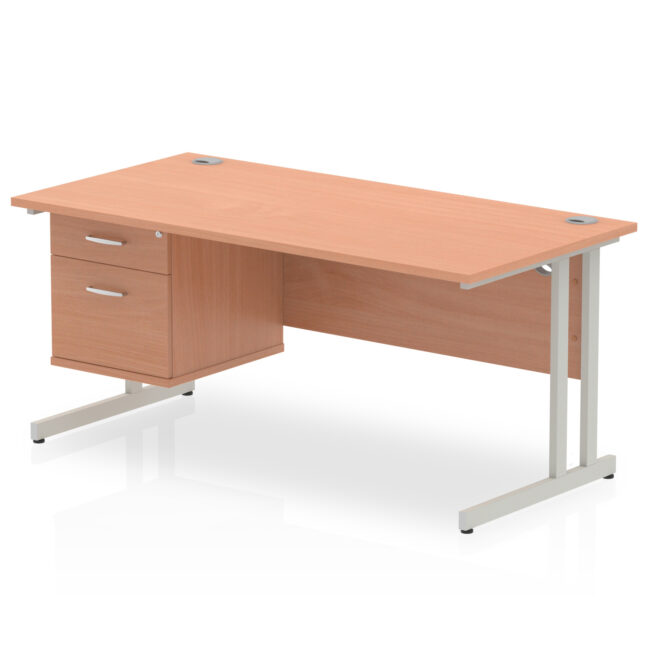 Impulse 1600mm Cantilever Straight Desk With Single Fixed Pedestal - Image 23