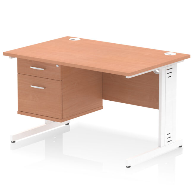 Impulse 1200mm Cable Managed Straight Desk With Single Fixed Pedestal - Image 5