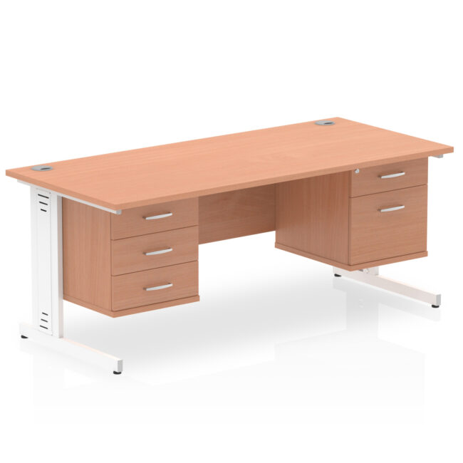 Impulse 1600mm Cable Managed Straight Desk With Two Fixed Pedestal - Image 6