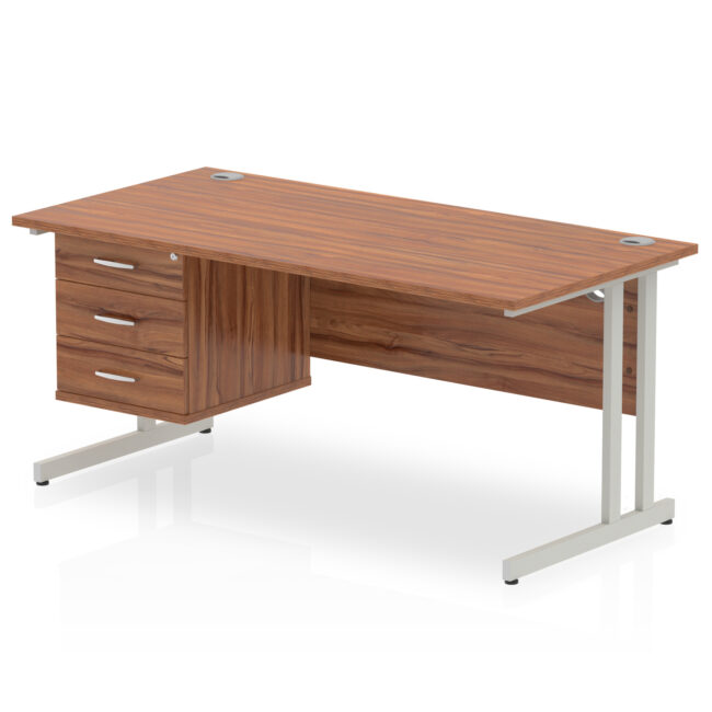 Impulse 1600mm Cantilever Straight Desk With Single Fixed Pedestal - Image 39