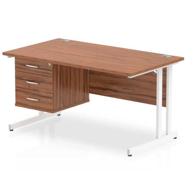 Impulse 1400mm Cantilever Straight Desk With Single Fixed Pedestal - Image 48
