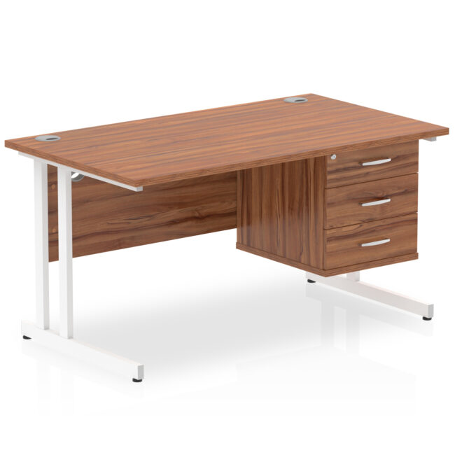 Impulse 1400mm Cantilever Straight Desk With Single Fixed Pedestal - Image 49