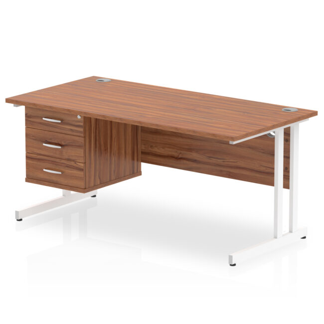 Impulse 1600mm Cantilever Straight Desk With Single Fixed Pedestal - Image 17
