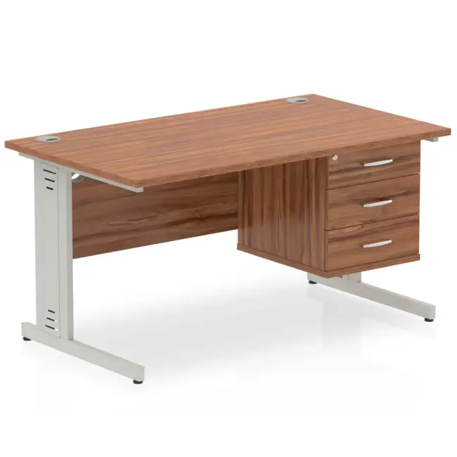 Impulse 1400mm Cable Managed Straight Desk With Single Fixed Pedestal - Image 32