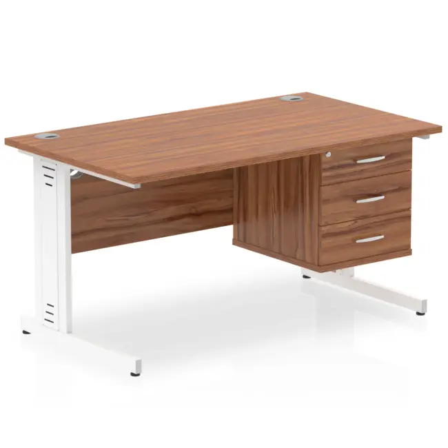 Impulse 1400mm Cable Managed Straight Desk With Single Fixed Pedestal - Image 36