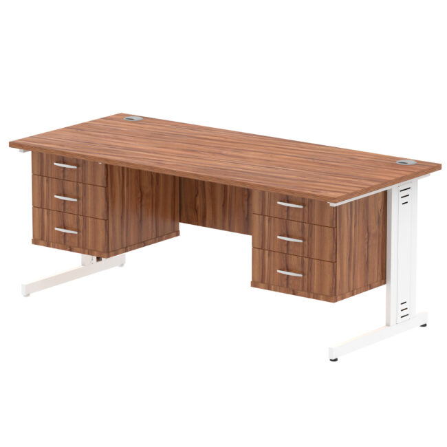 Impulse 1800mm Cable Managed Straight Desk With Two Fixed Pedestal - Image 38