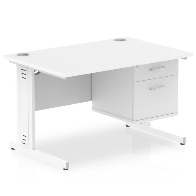 Impulse 1200mm Cable Managed Straight Desk With Single Fixed Pedestal - Image 42