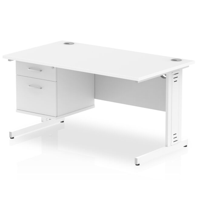 Impulse 1400mm Cable Managed Straight Desk With Single Fixed Pedestal - Image 41