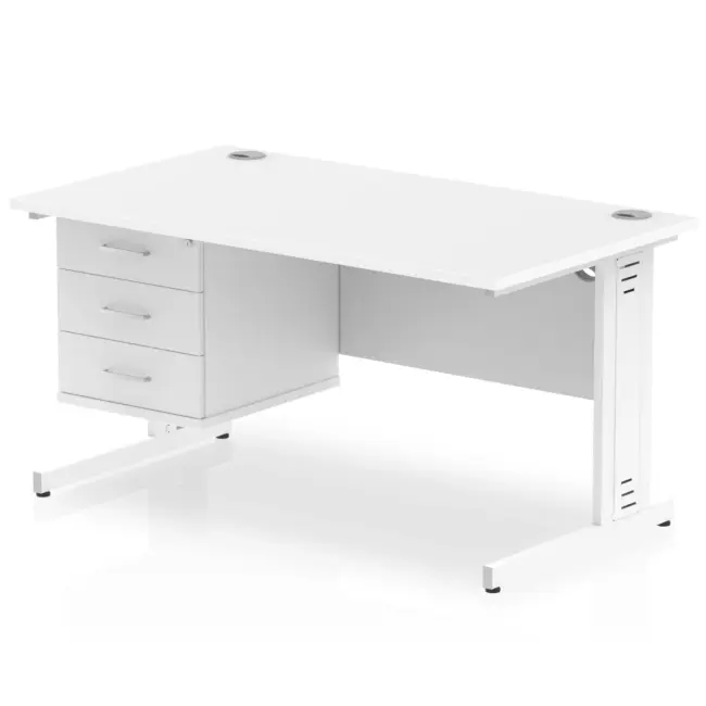 Impulse 1400mm Cable Managed Straight Desk With Single Fixed Pedestal - Image 43