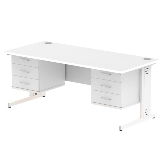 Impulse 1800mm Cable Managed Straight Desk With Two Fixed Pedestal - Image 44