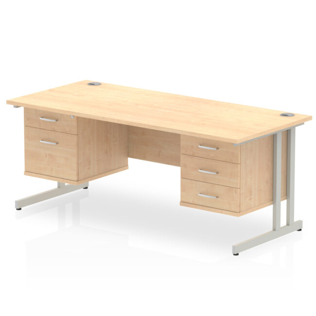 Impulse 1600mm Cantilever Straight Desk With Two Fixed Pedestal - Image 30
