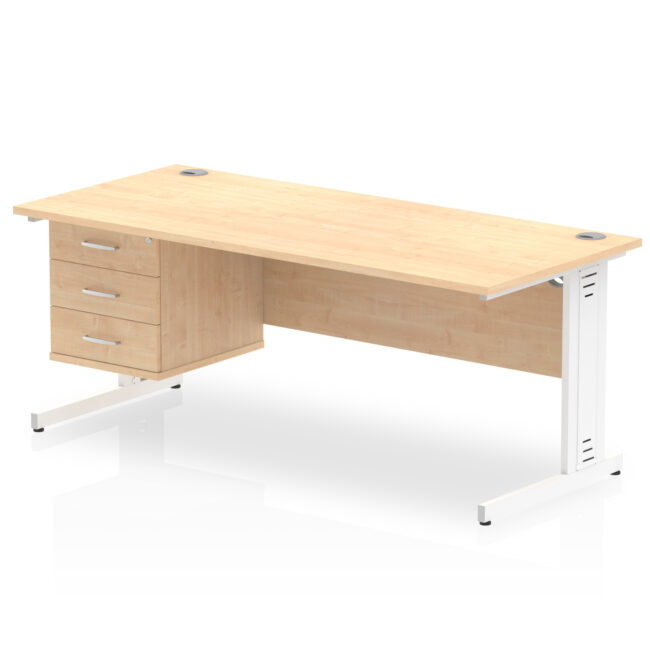 Impulse 1800mm Cable Managed Straight Desk With Single Fixed Pedestal - Image 19