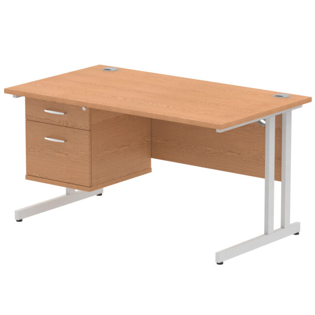 Impulse 1400mm Cantilever Straight Desk With Single Fixed Pedestal - Image 89