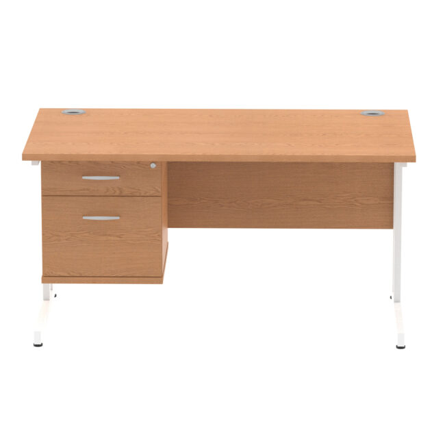 Impulse 1400mm Cantilever Straight Desk With Single Fixed Pedestal - Image 31