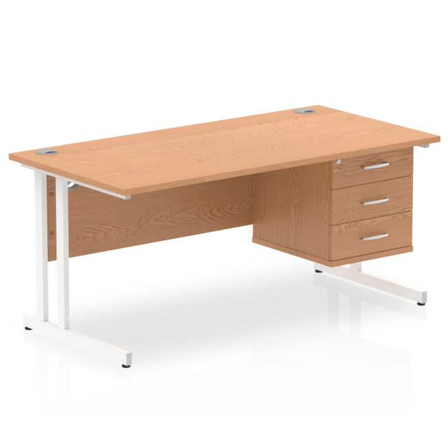 Impulse 1600mm Cantilever Straight Desk With Single Fixed Pedestal - Image 14