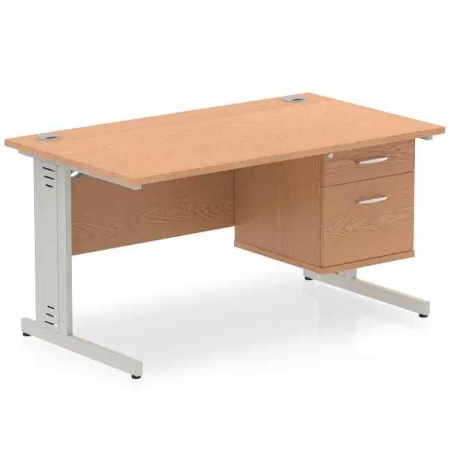Impulse 1400mm Cable Managed Straight Desk With Single Fixed Pedestal - Image 22
