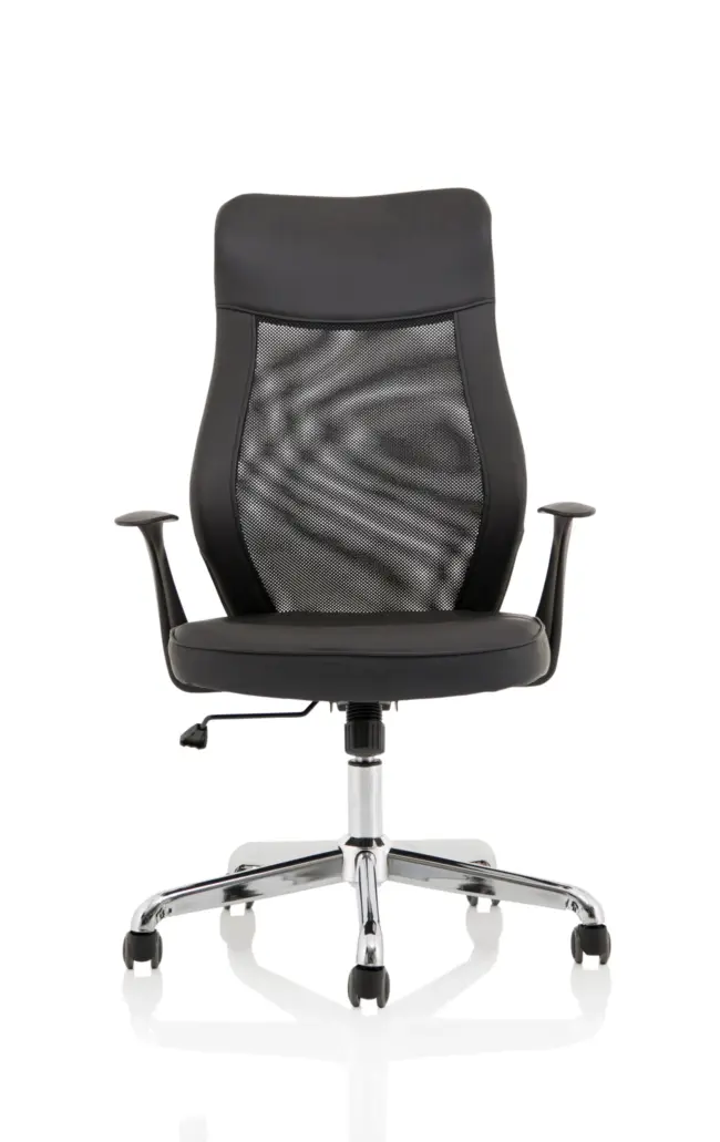 Baye High Mesh Back Task Operator Black Leather Office Chair with Arms - Image 2