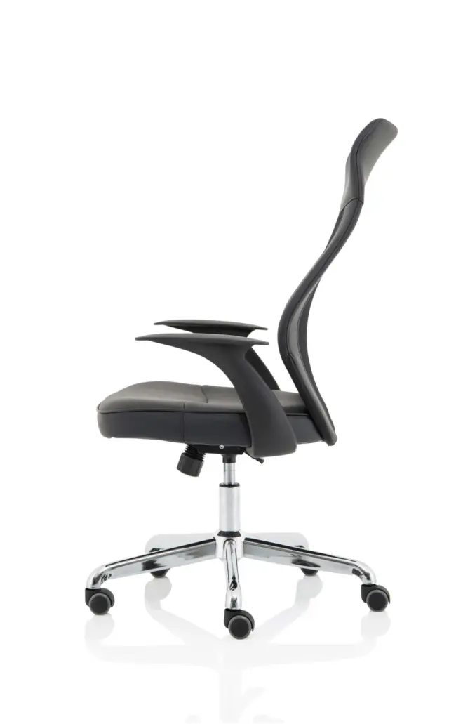 Baye High Mesh Back Task Operator Black Leather Office Chair with Arms - Image 4