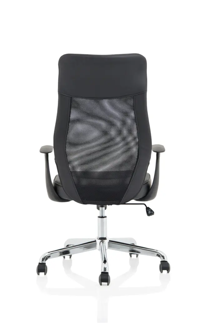 Baye High Mesh Back Task Operator Black Leather Office Chair with Arms - Image 6